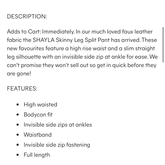 Shayla Faux Leather Split Pant - Picture 4 of 5